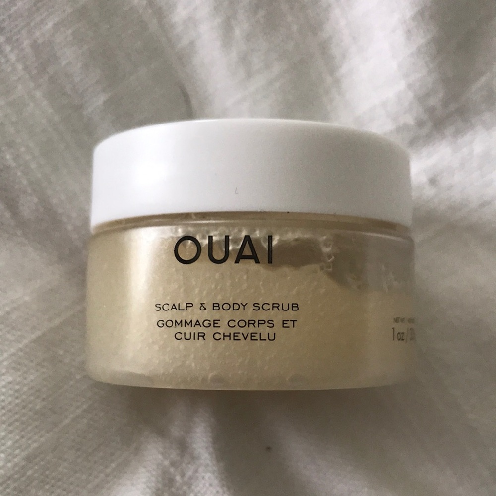 OUAI scalp and body scrub.